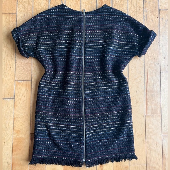 Trafaluc by Zara Textured Tweed Wool Blend Fringe Dress Size Small - Picture 5 of 8